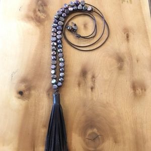 NEW be hippy x CLP Pearl & Leather Tassel Necklace